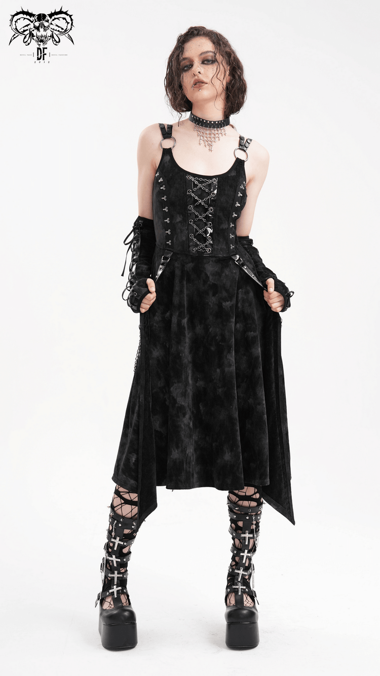 Gothic Slip Dress with Chains and Gloves for Women - image 16