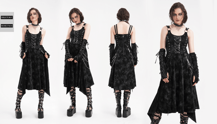 Gothic Slip Dress with Chains and Gloves for Women - image 18
