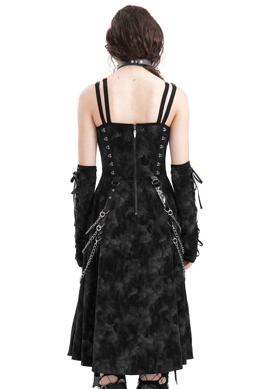 Gothic Slip Dress with Chains and Gloves for Women - image 2