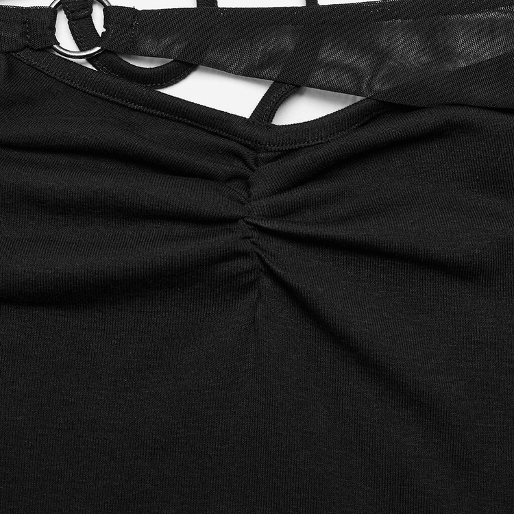 Gothic Style Asymmetric Black Mesh Sleeve Dress - image 8