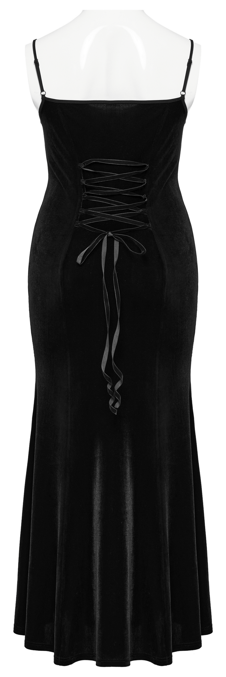 Gothic Style Black Velvet Lace Panel Mermaid Dress - image 6