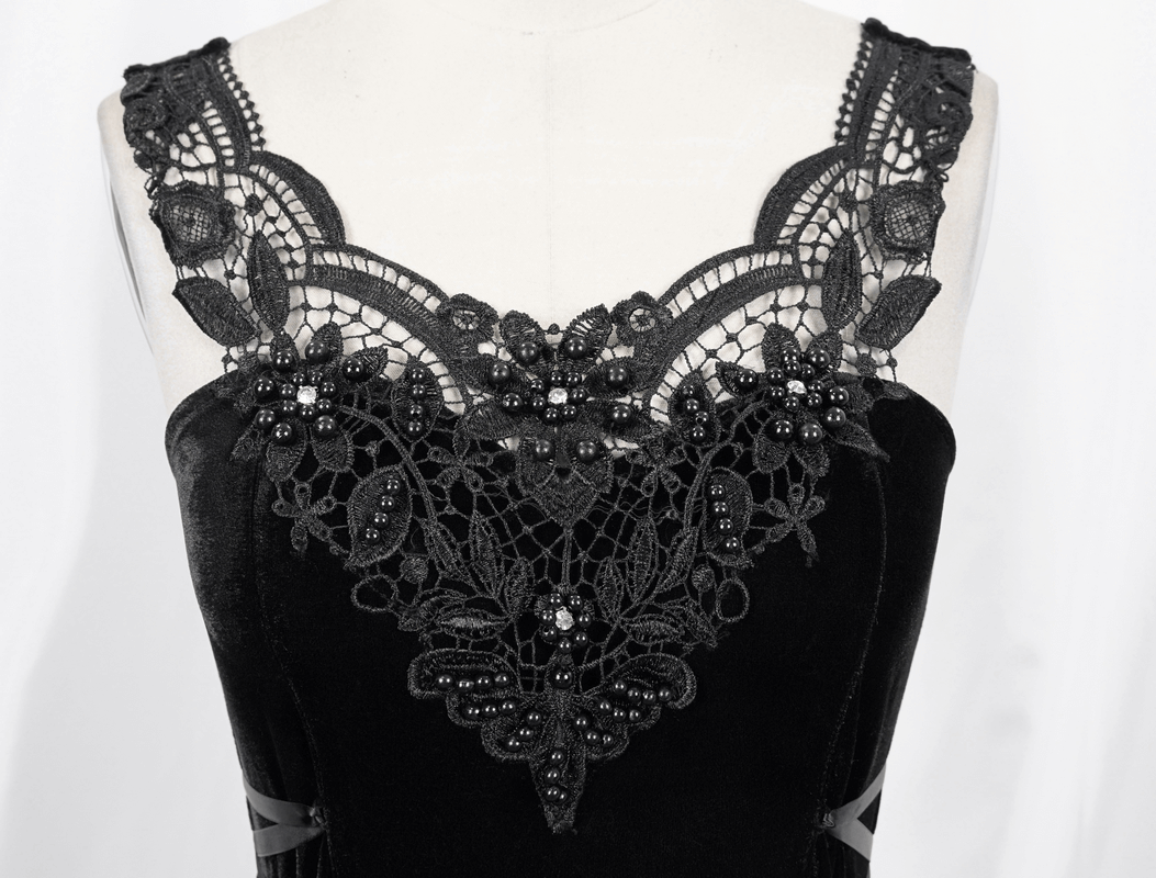 Gothic Style Velvet Sleeveless Irregular Dress / Short Dress with Lace-up on Both Side - image 7