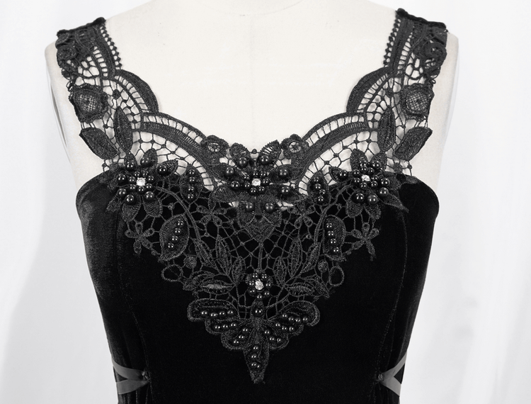 Gothic Style Velvet Sleeveless Irregular Dress / Short Dress with Lace-up on Both Side - image 7