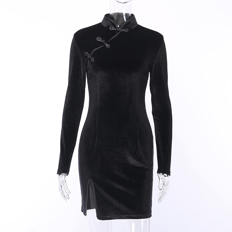 Gothic Style Velvet Women Dress / Cheongsam Dress in Alternative Fashion - image 3