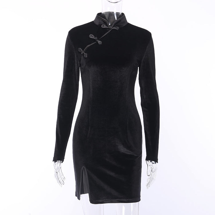 Gothic Style Velvet Women Dress / Cheongsam Dress in Alternative Fashion - image 3