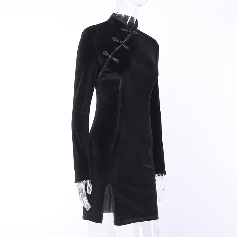 Gothic Style Velvet Women Dress / Cheongsam Dress in Alternative Fashion - image 4