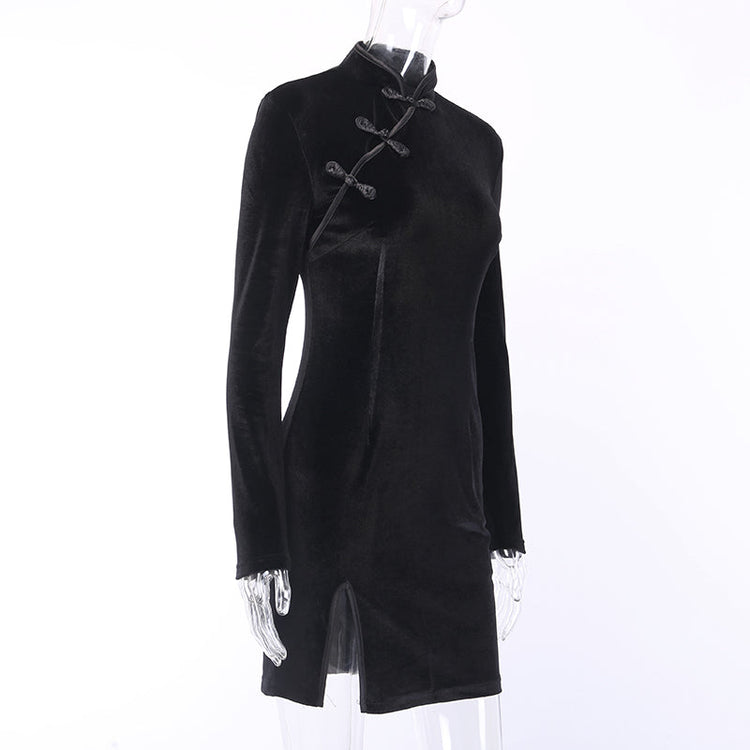 Gothic Style Velvet Women Dress / Cheongsam Dress in Alternative Fashion - image 4