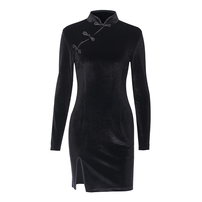 Gothic Style Velvet Women Dress / Cheongsam Dress in Alternative Fashion - image 1