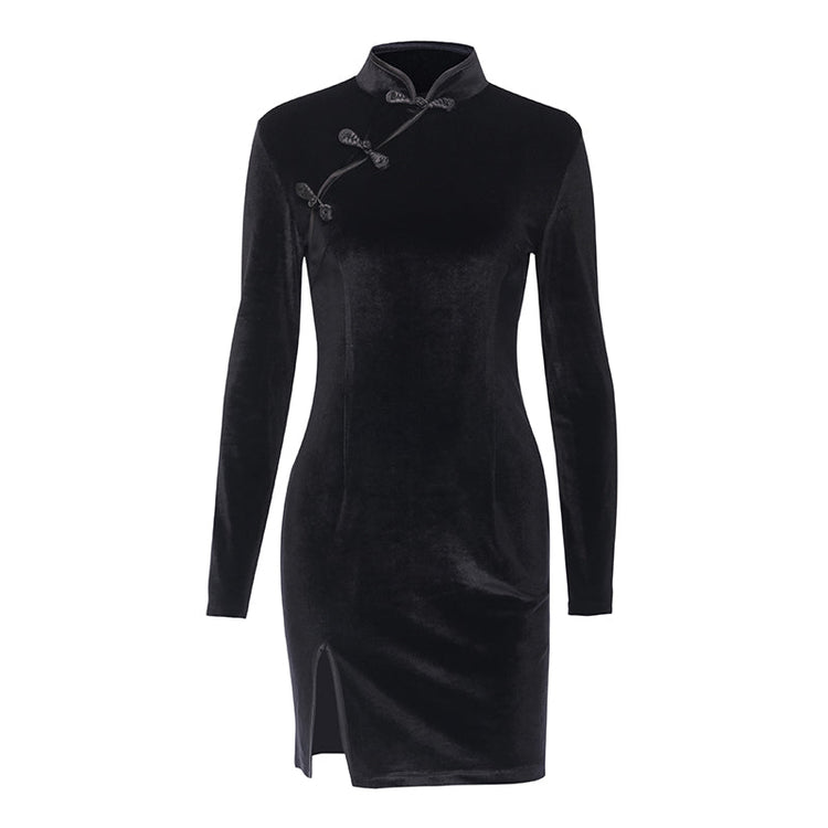 Gothic Style Velvet Women Dress / Cheongsam Dress in Alternative Fashion - image 1