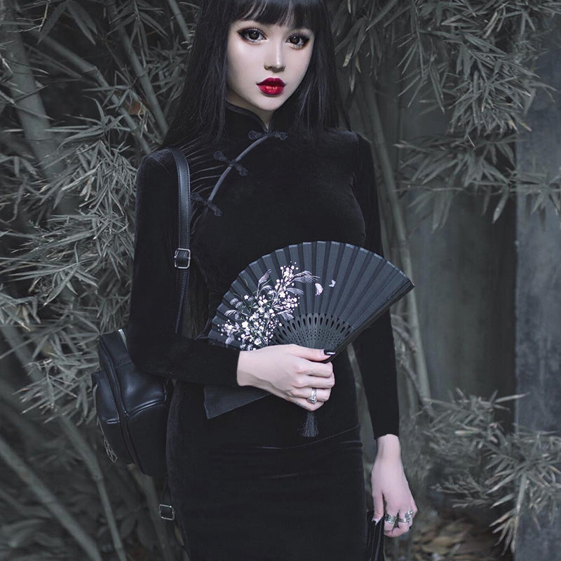 Gothic Style Velvet Women Dress / Cheongsam Dress in Alternative Fashion - image 9