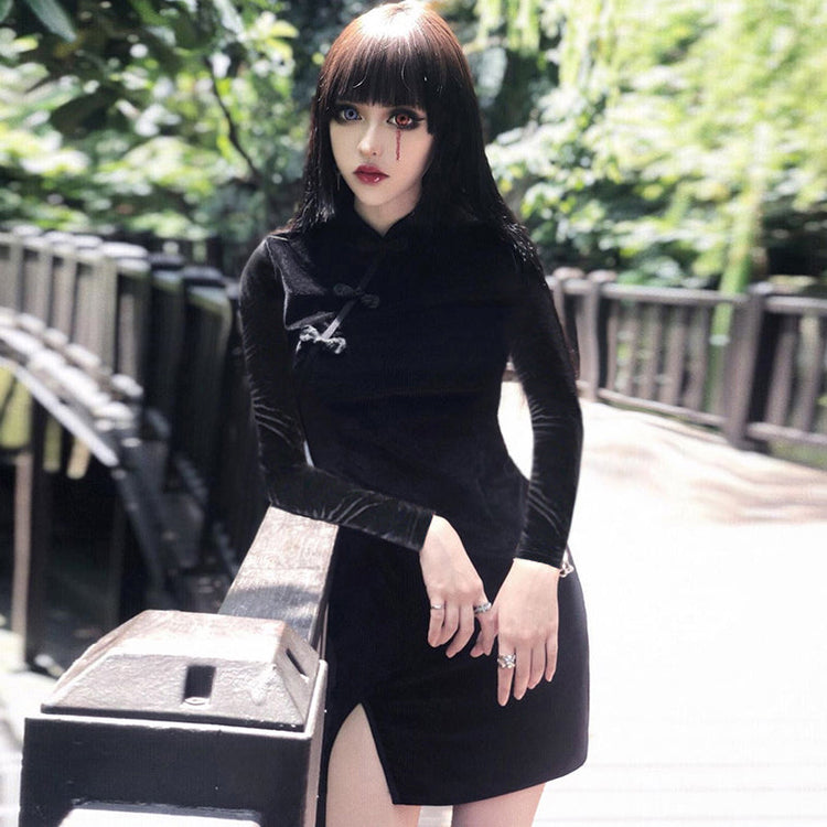 Gothic Style Velvet Women Dress / Cheongsam Dress in Alternative Fashion - image 10
