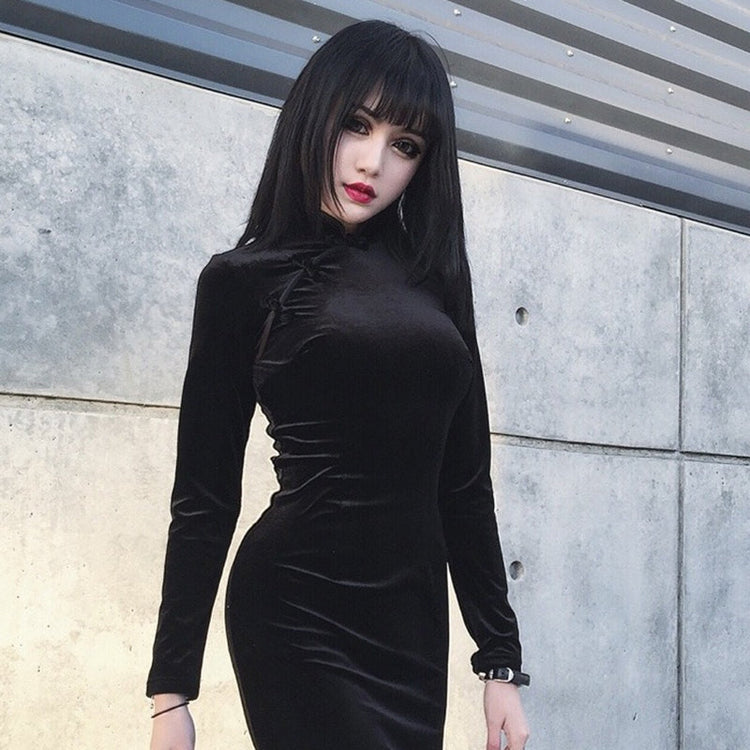 Gothic Style Velvet Women Dress / Cheongsam Dress in Alternative Fashion - image 6