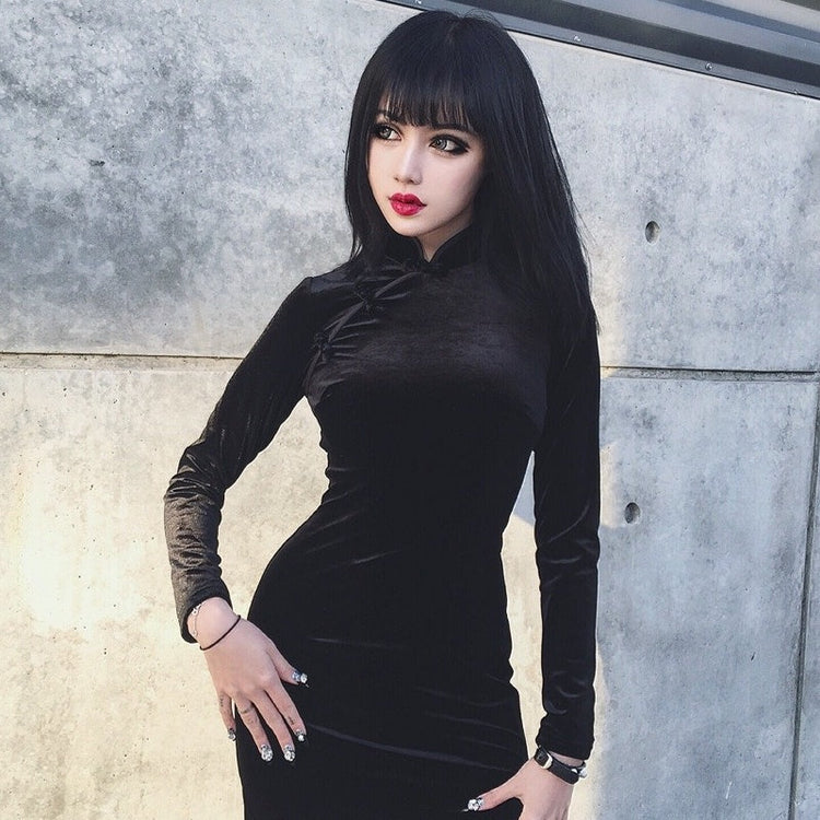 Gothic Style Velvet Women Dress / Cheongsam Dress in Alternative Fashion - image 7