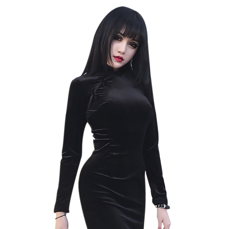 Gothic Style Velvet Women Dress / Cheongsam Dress in Alternative Fashion - image 2