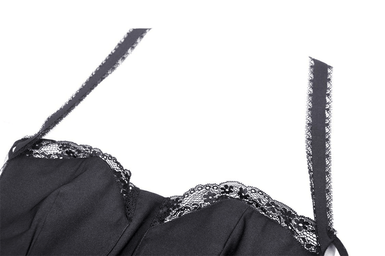 Gothic Swallowtail Dress with Lace and Layered Skirt - image 6