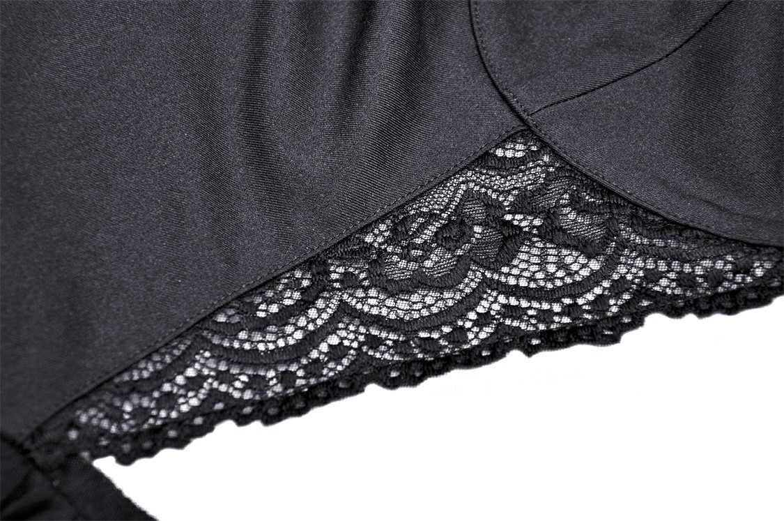 Gothic Swallowtail Dress with Lace and Layered Skirt - image 7