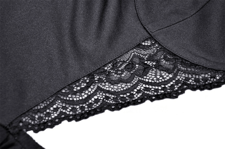 Gothic Swallowtail Dress with Lace and Layered Skirt - image 7