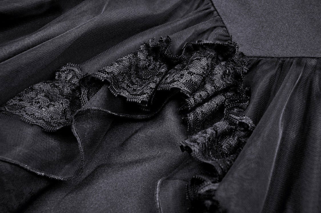 Gothic Swallowtail Dress with Lace and Layered Skirt - image 8