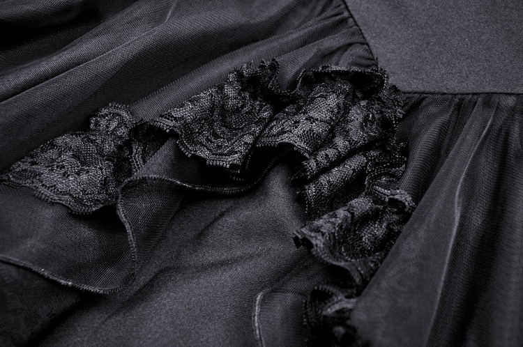Gothic Swallowtail Dress with Lace and Layered Skirt - image 8