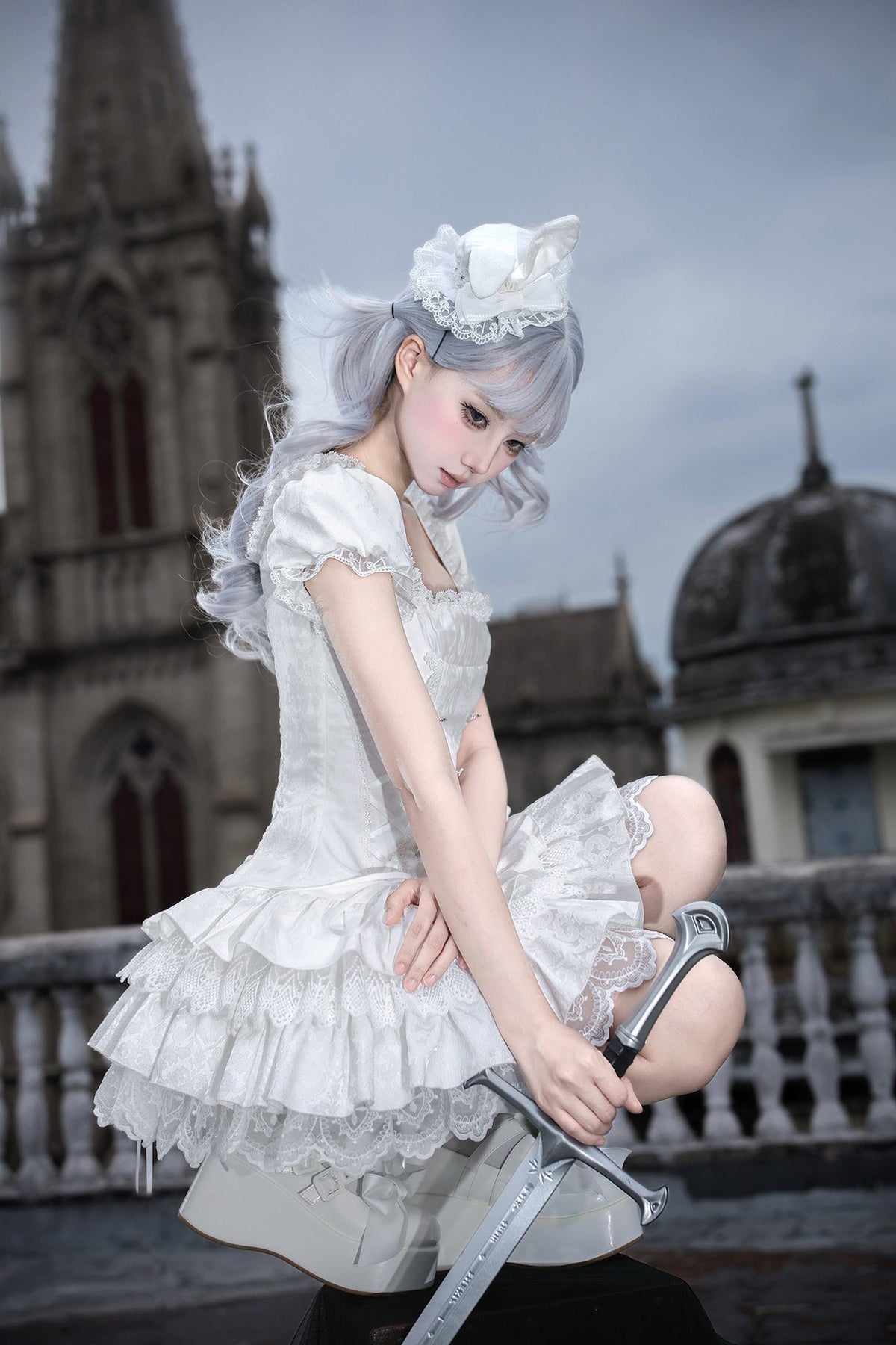 Gothic Sweet Maid striped and white OP dress 10