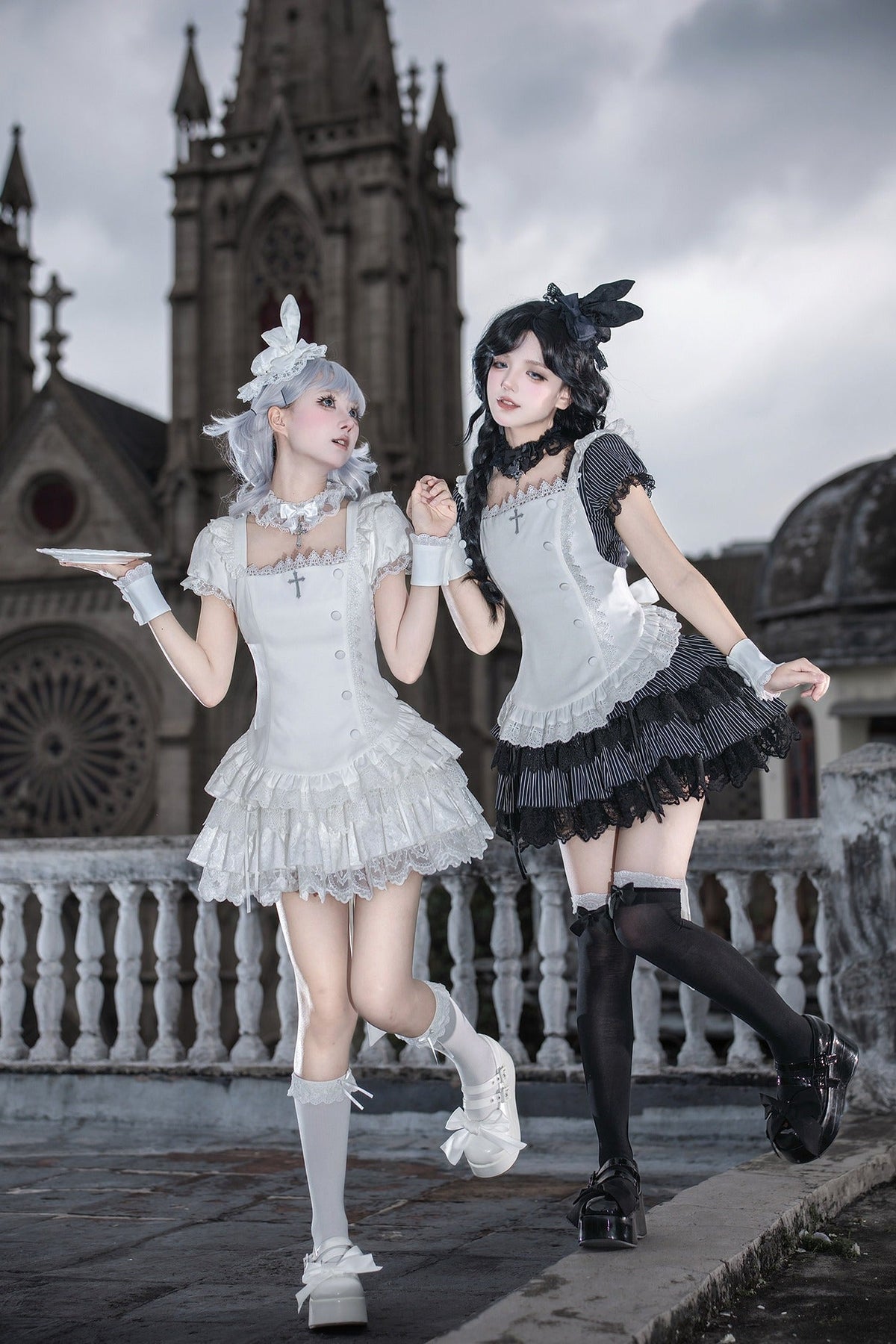 Gothic Sweet Maid striped and white OP dress 2