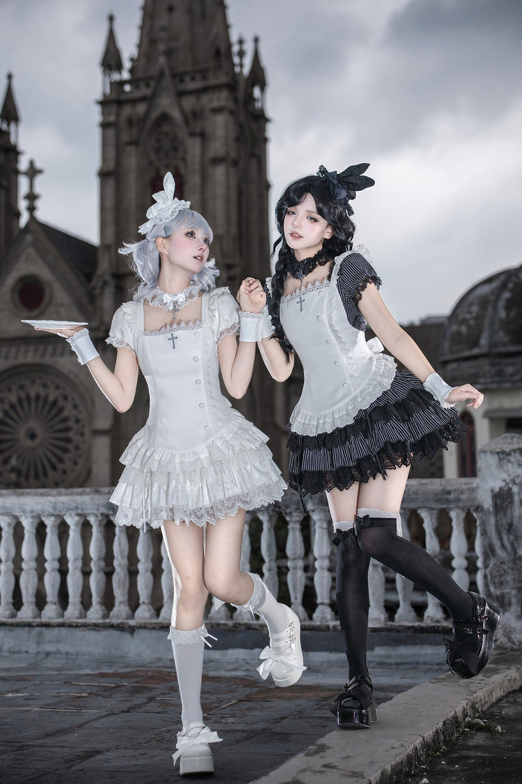 Gothic Sweet Maid striped and white OP dress 2