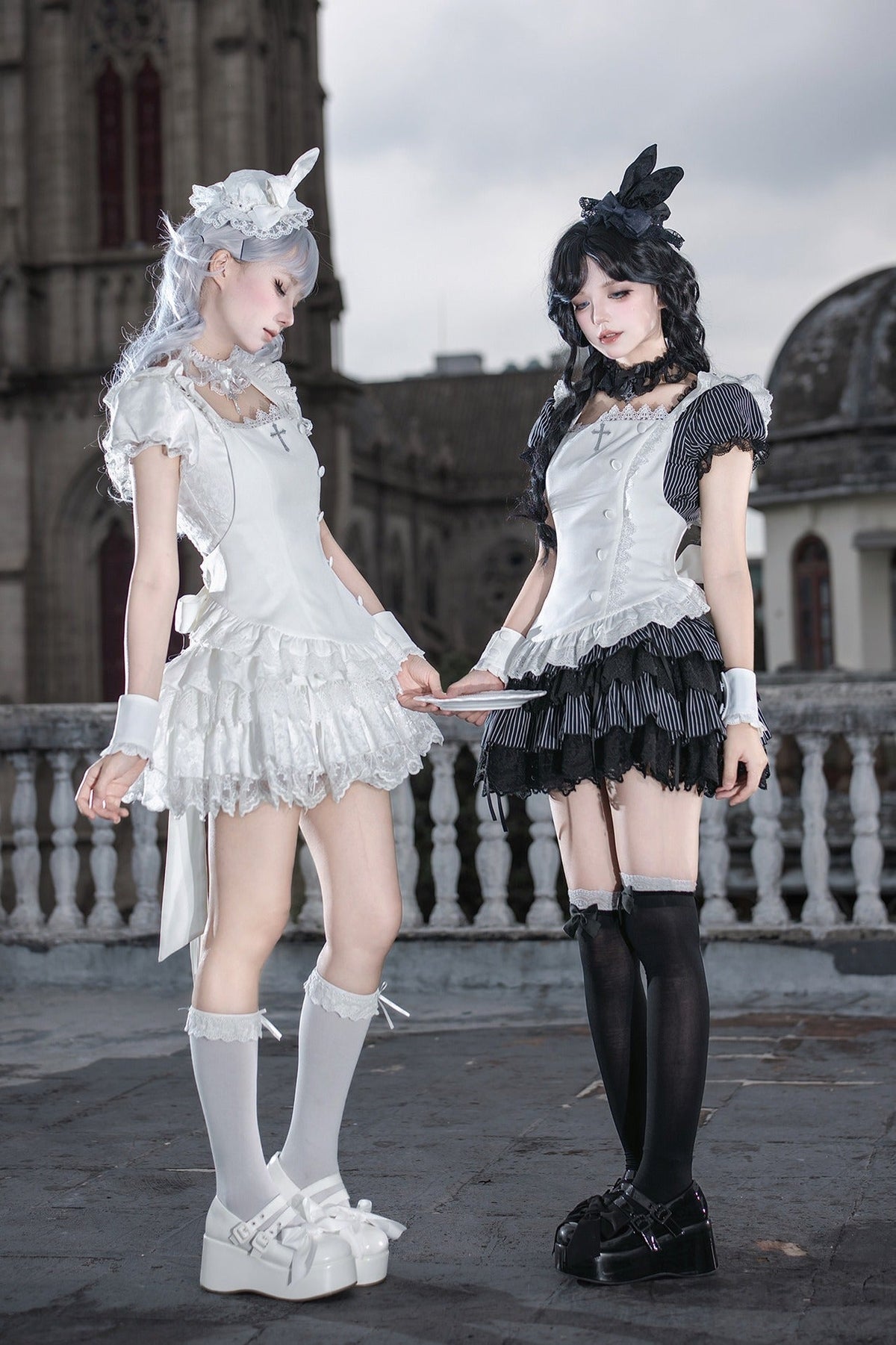 Gothic Sweet Maid striped and white OP dress 12