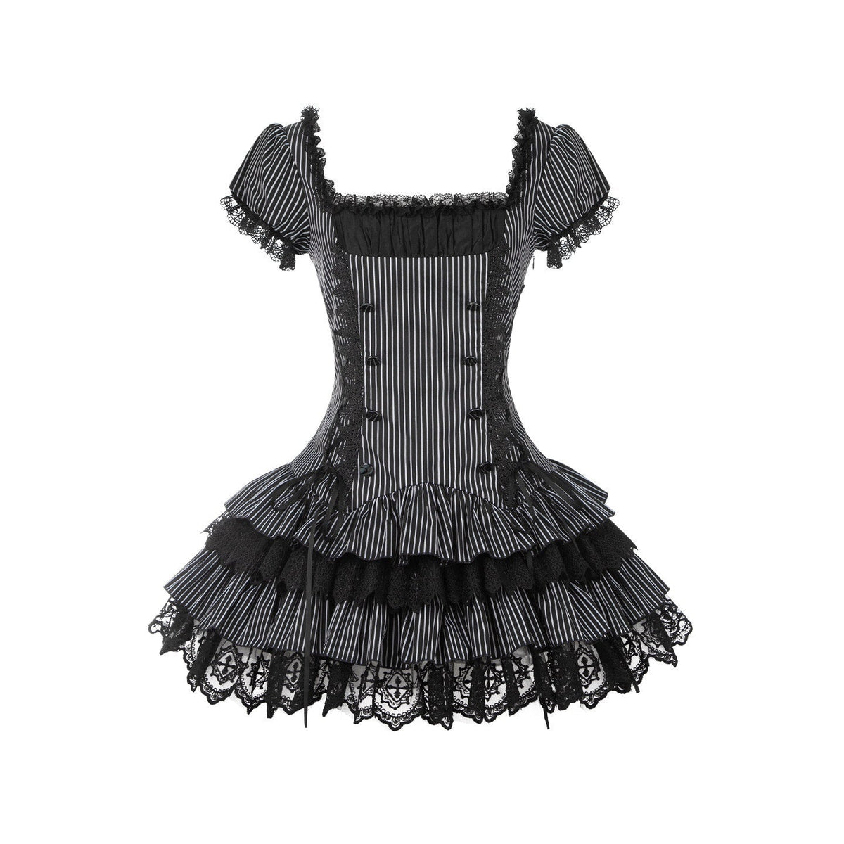 Gothic Sweet Maid striped and white OP dress 15