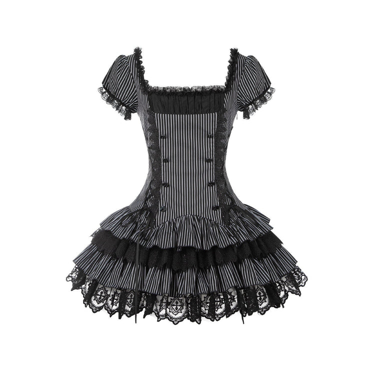 Gothic Sweet Maid striped and white OP dress 15