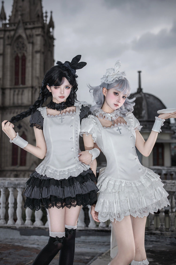Gothic Sweet Maid striped and white OP dress 8