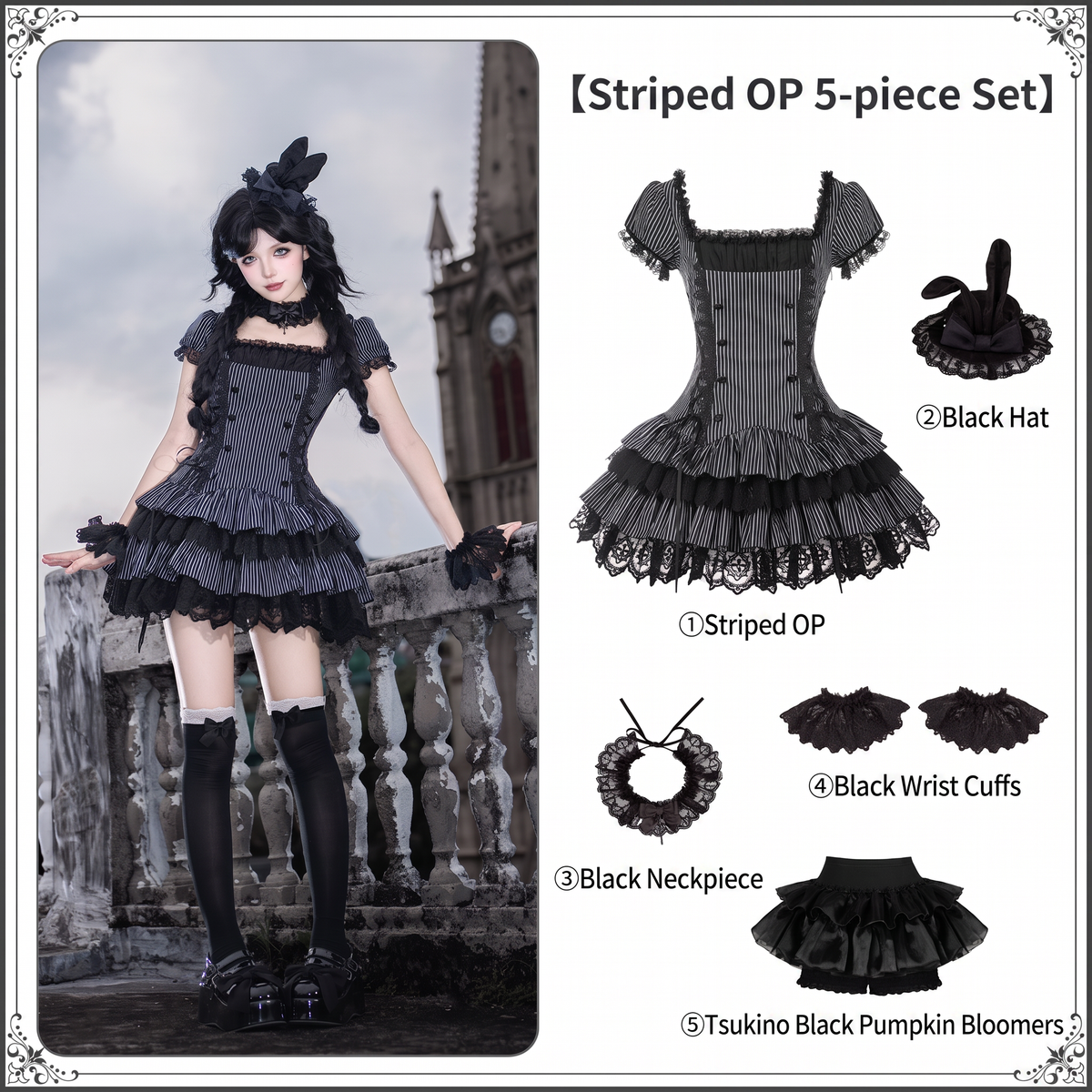 Gothic Sweet Maid striped and white OP dress 6