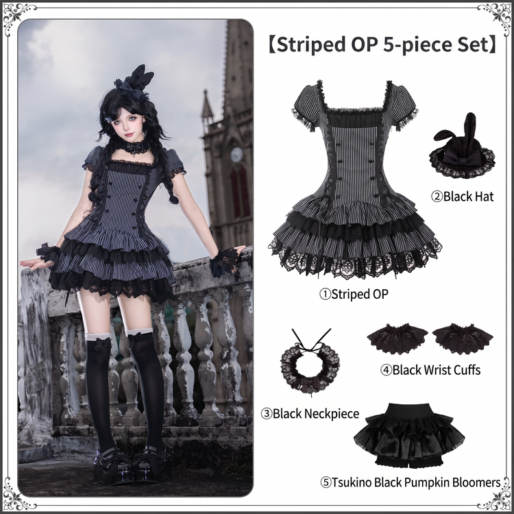 Gothic Sweet Maid striped and white OP dress 6