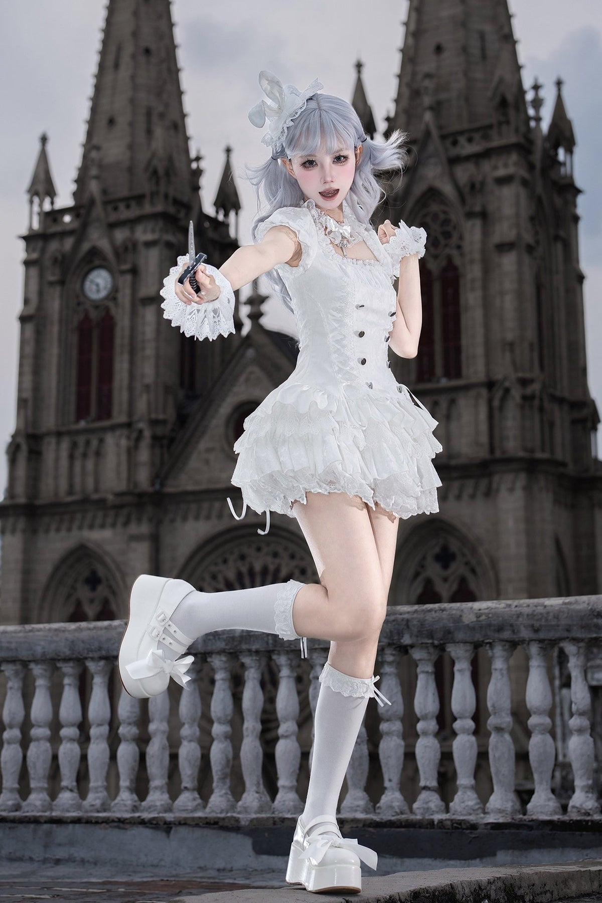 Gothic Sweet Maid striped and white OP dress 13