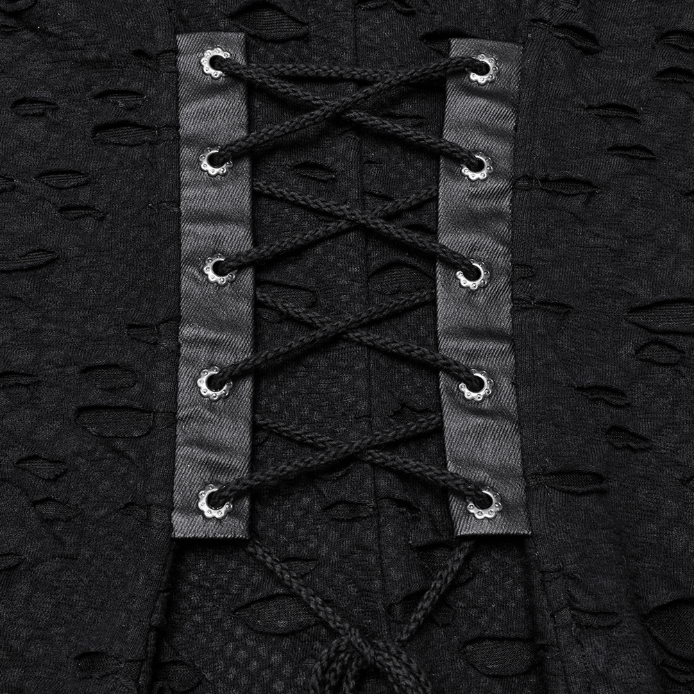 Gothic Tattered Mesh Pleated Punk Long Dress - image 9