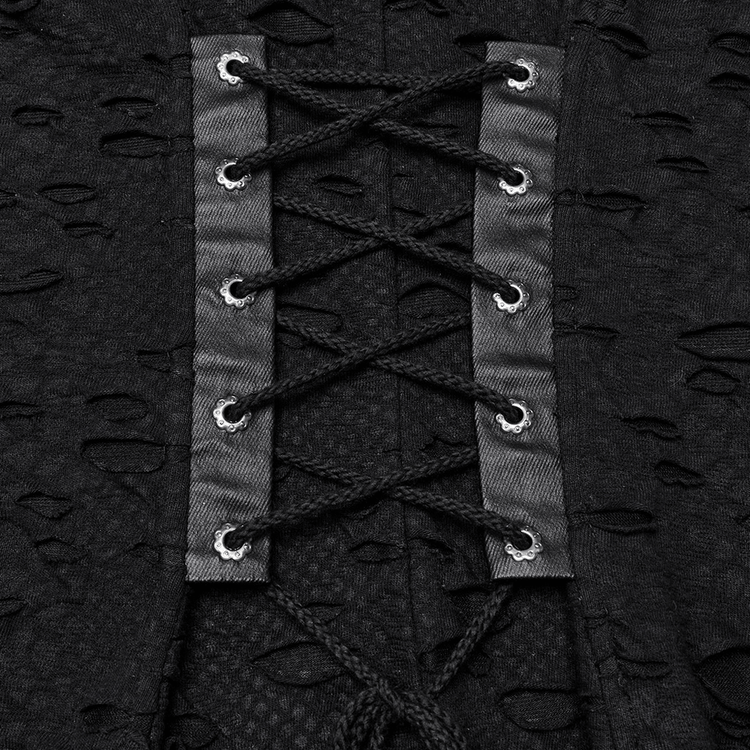 Gothic Tattered Mesh Pleated Punk Long Dress - image 9