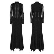Gothic Tattered Mesh Pleated Punk Long Dress - image 3