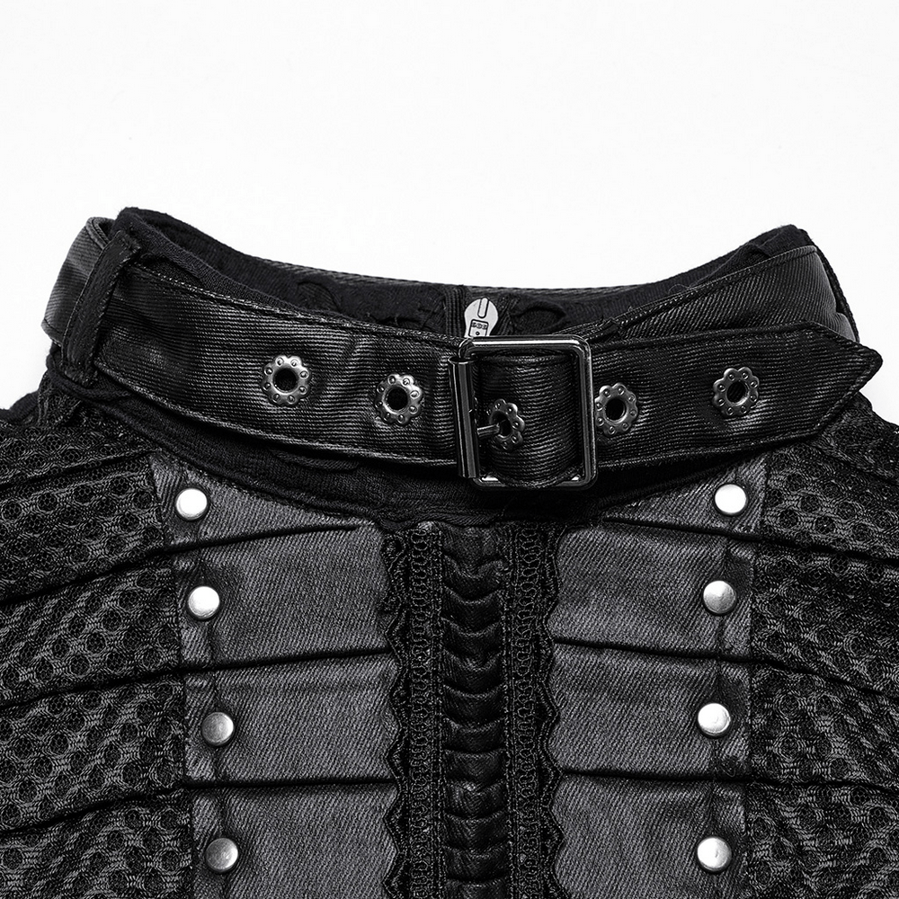 Gothic Tattered Mesh Pleated Punk Long Dress - image 7
