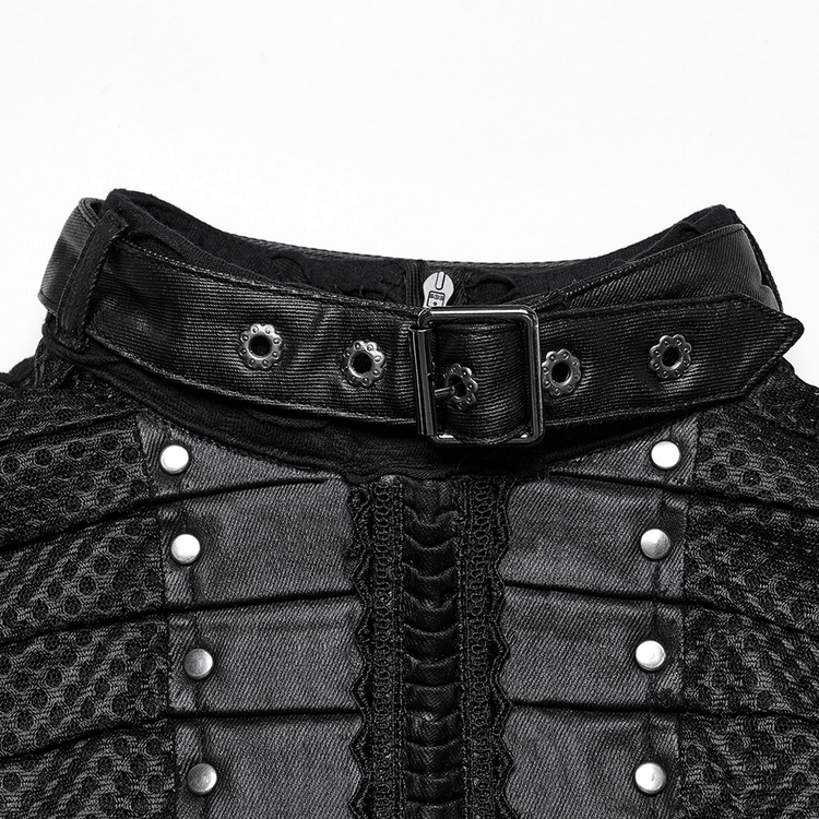 Gothic Tattered Mesh Pleated Punk Long Dress - image 7
