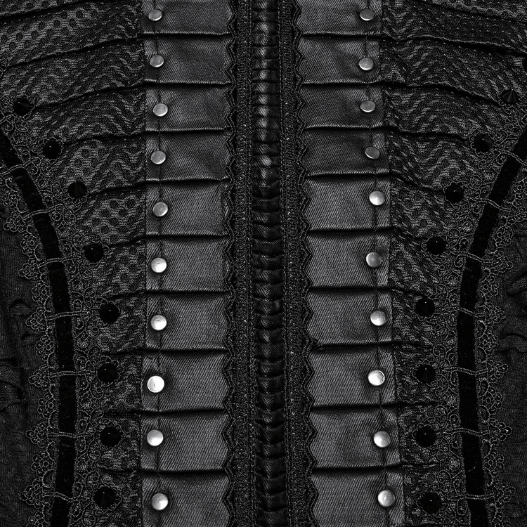 Gothic Tattered Mesh Pleated Punk Long Dress - image 8