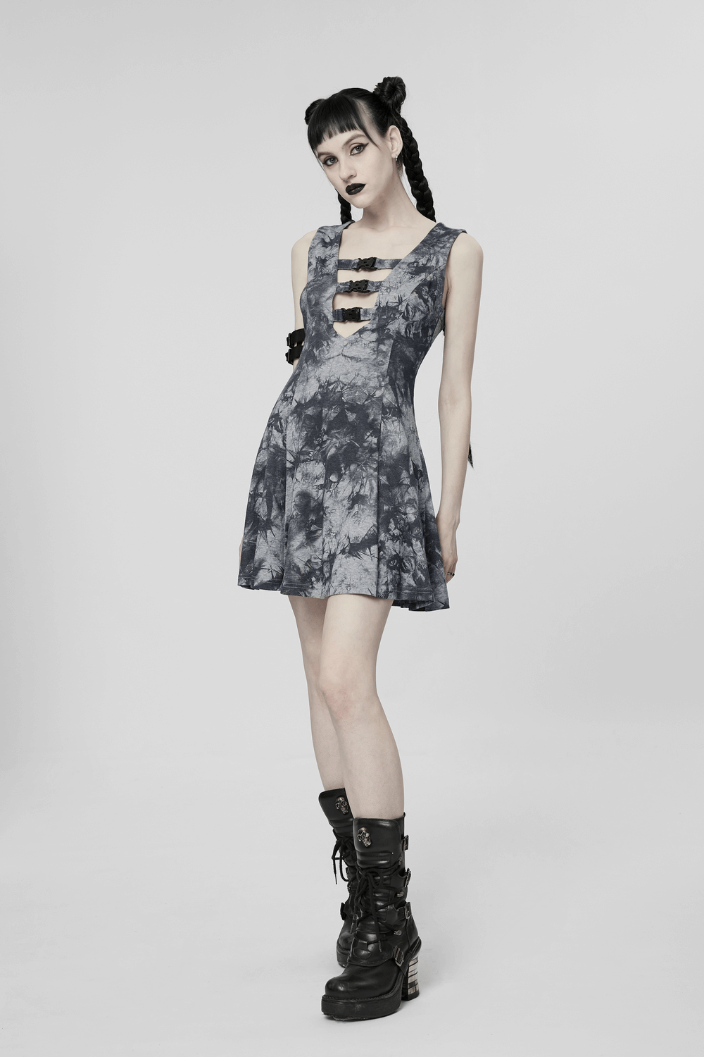 Gothic Tie-Dye Buckle Dress - Elastic and Sexy Fit - image 11