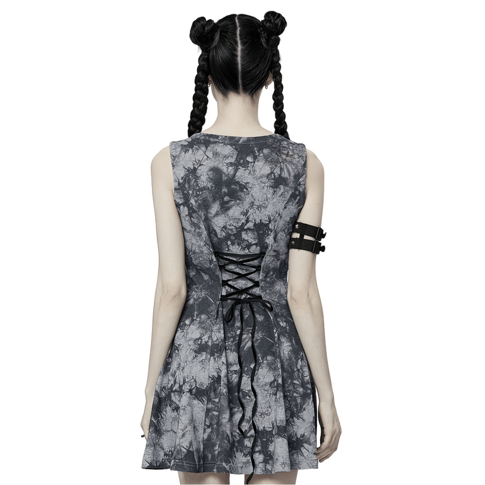 Gothic Tie-Dye Buckle Dress - Elastic and Sexy Fit - image 2