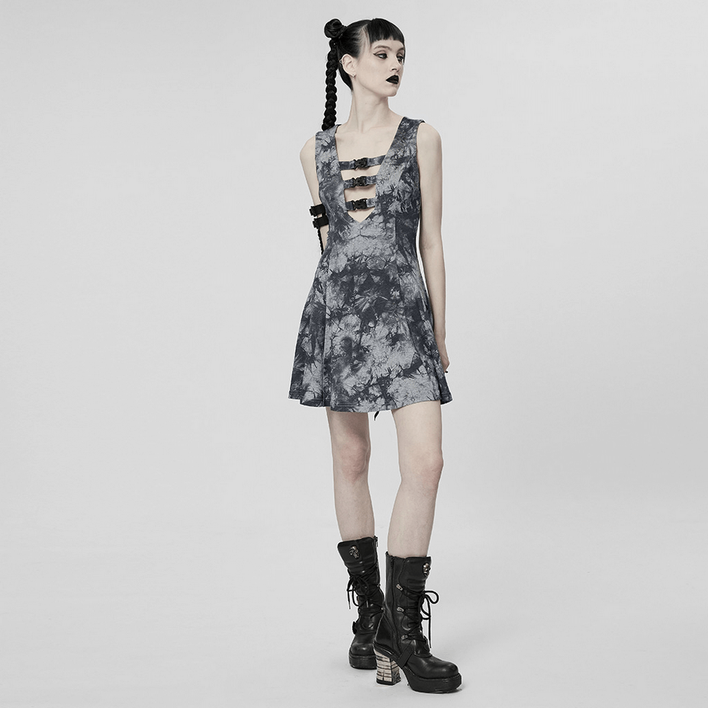 Gothic Tie-Dye Buckle Dress - Elastic and Sexy Fit - image 12