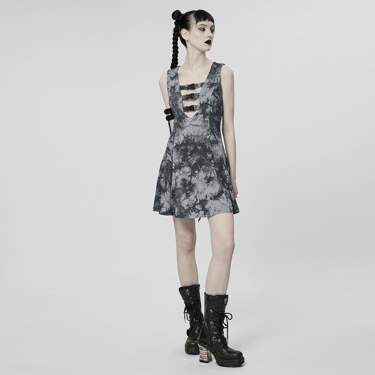 Gothic Tie-Dye Buckle Dress - Elastic and Sexy Fit - image 12