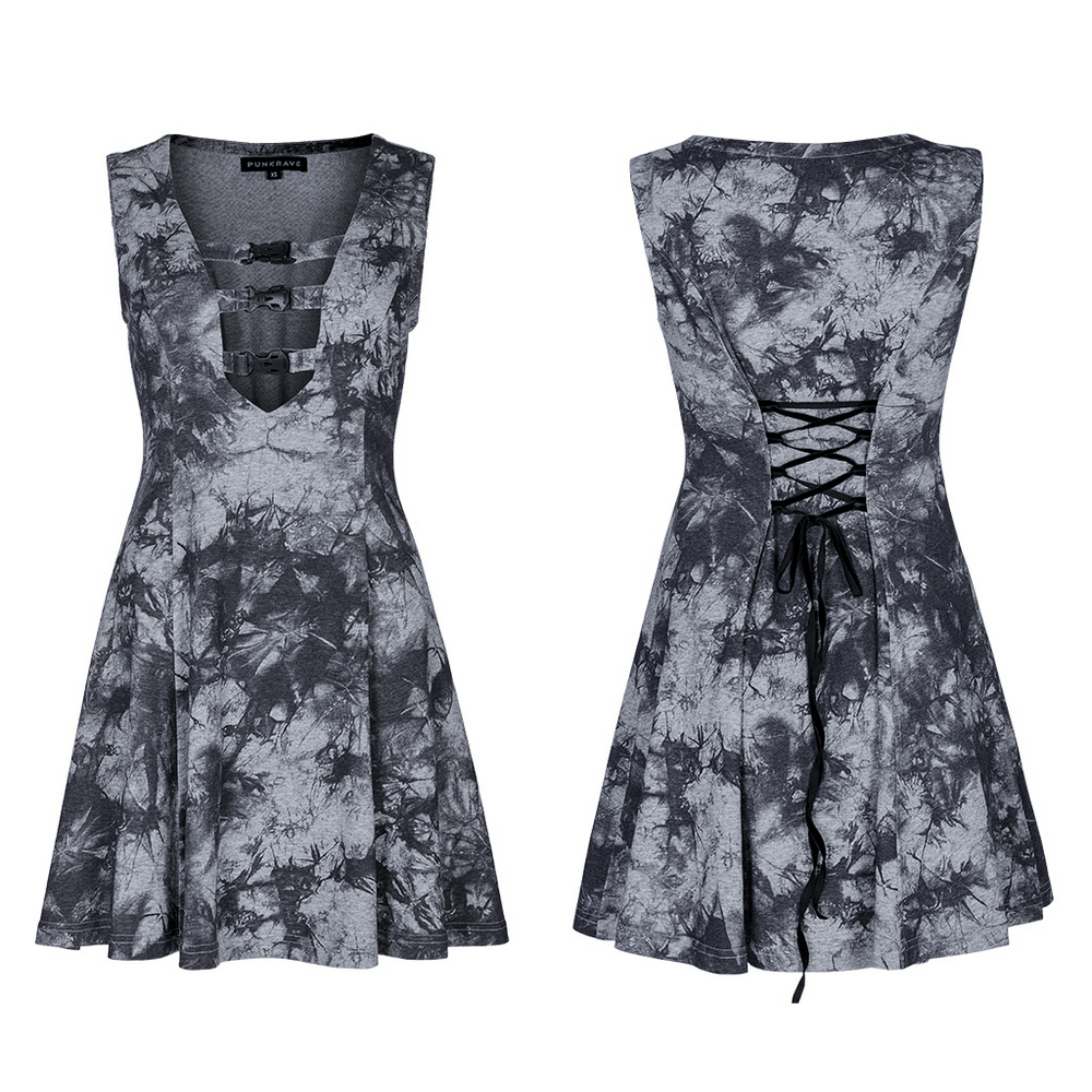 Gothic Tie-Dye Buckle Dress - Elastic and Sexy Fit - image 3