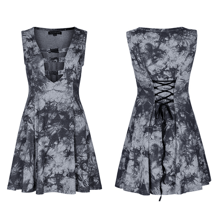 Gothic Tie-Dye Buckle Dress - Elastic and Sexy Fit - image 3