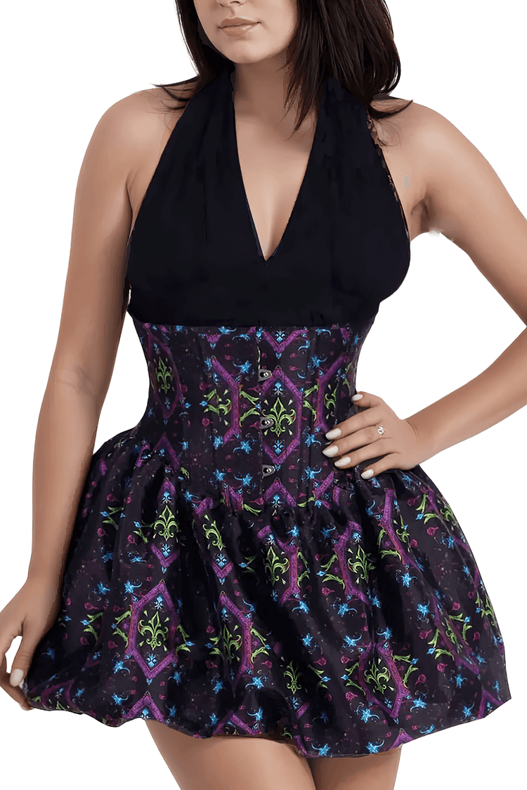 Gothic Underbust Corset Dress with Bubble Skirt and Lace - image 3