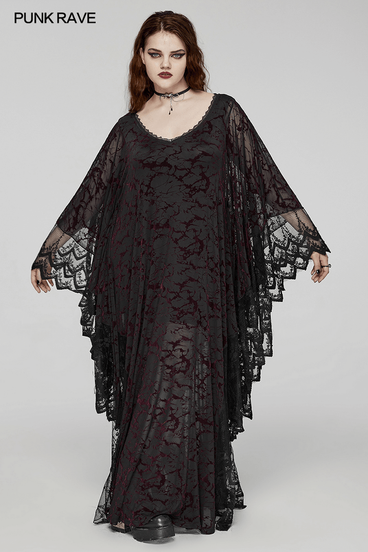 Gothic V-neck Black Maxi Dress with Water Droplet Waistband - image 12