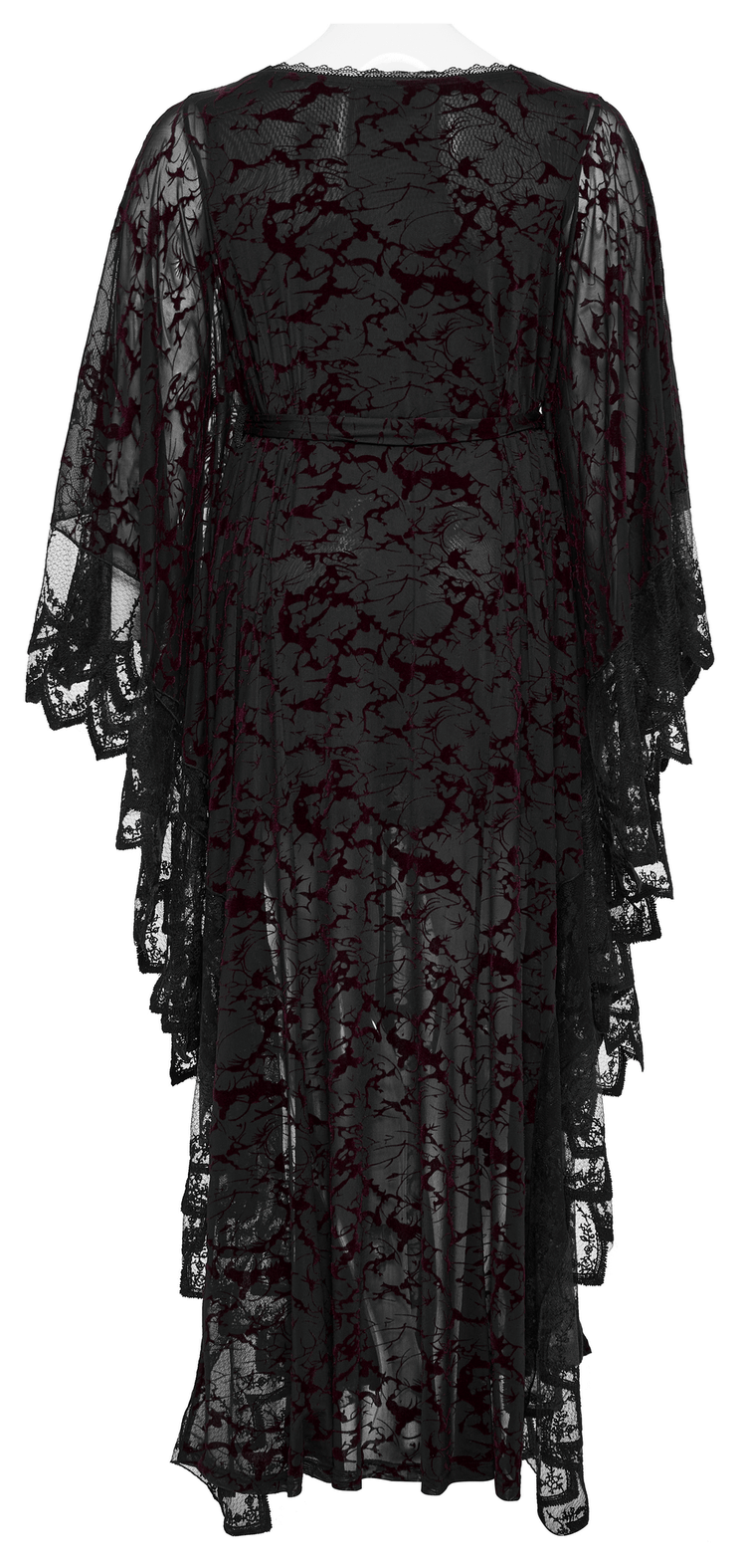 Gothic V-neck Black Maxi Dress with Water Droplet Waistband - image 6
