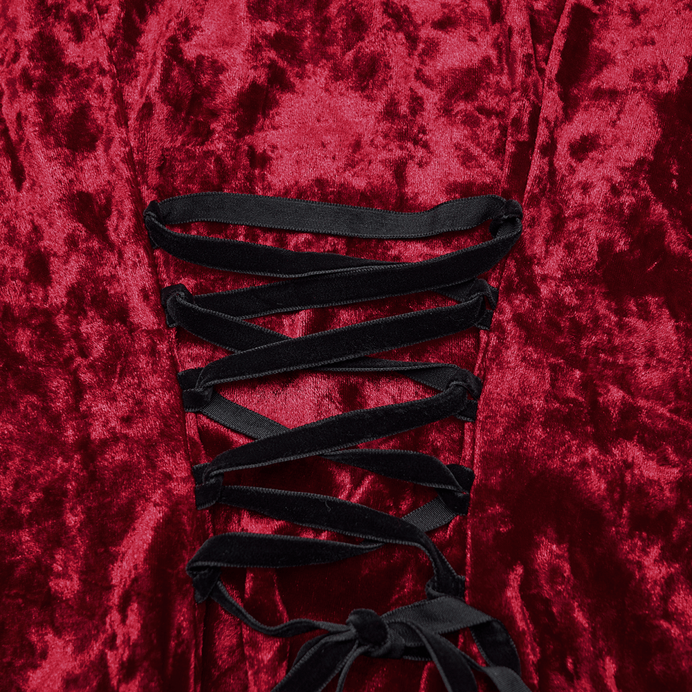 Gothic Velvet and Lace Dress with Retro Lantern Sleeves - image 10