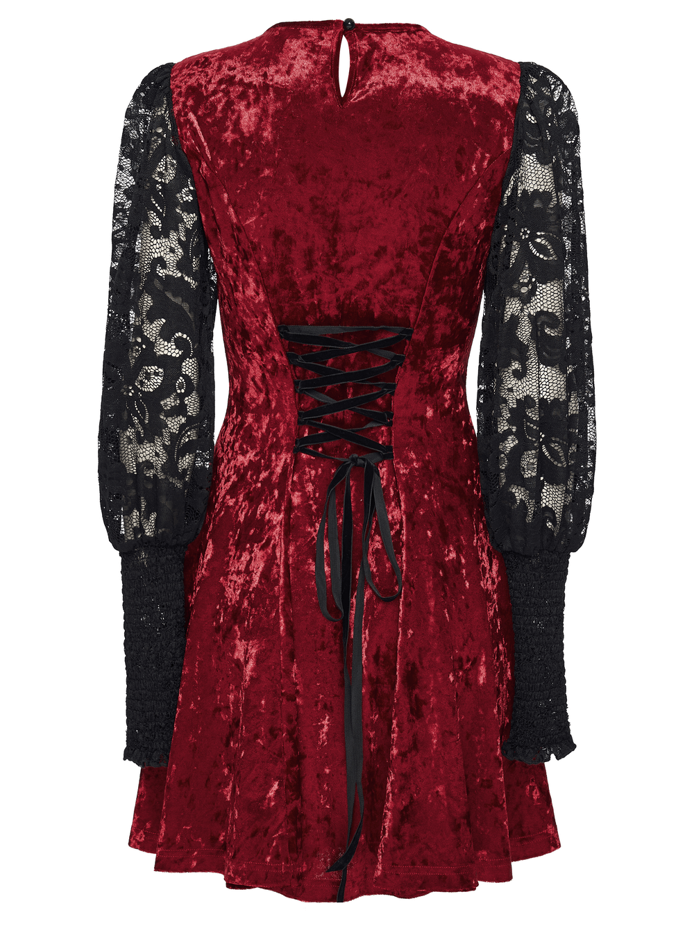 Gothic Velvet and Lace Dress with Retro Lantern Sleeves - image 6